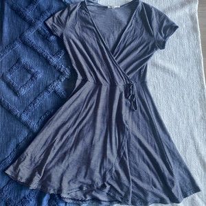 Navy blue and White Stripe Cross-Body Tie Dress